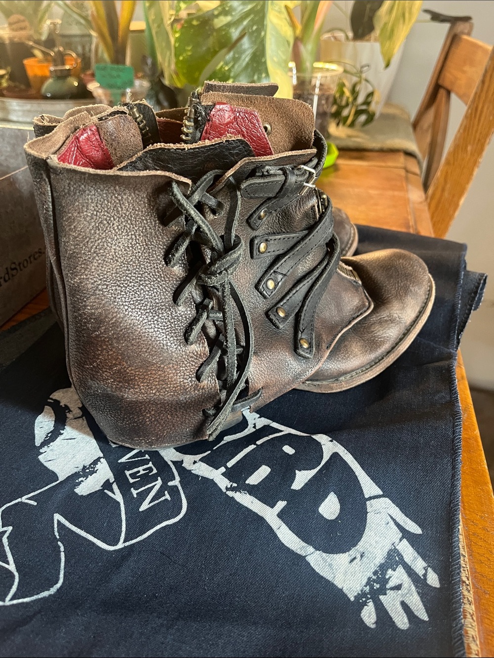 Freebird by Steven Limerick Brown Leather Lace-Up Zip Ankle Boots - Picture 4 of 8